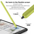 Green stylus touching Samsung Z Fold3 screen showing 1.5mm nib and 4096 pressure levels best stylus for Samsung Z Fold3