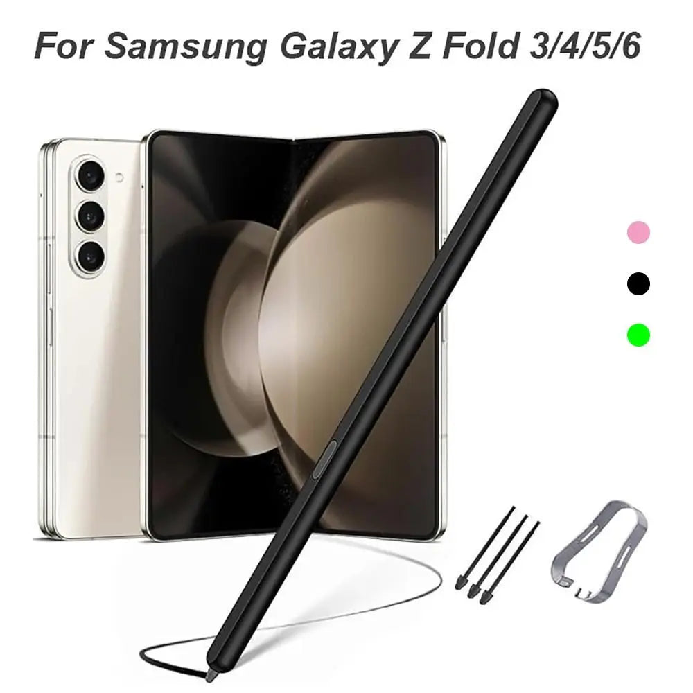 Stylusshop black S Pen for Samsung Galaxy Z Fold 3 4 5 6 with replacement nibs and strap