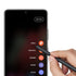 Hand holding S21 Ultra S-Pen replacement interacting with Samsung smartphone screen menu