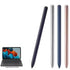 Samsung Galaxy Tab S8 S Pen Bluetooth in black silver blue and pink next to tablet with keyboard case