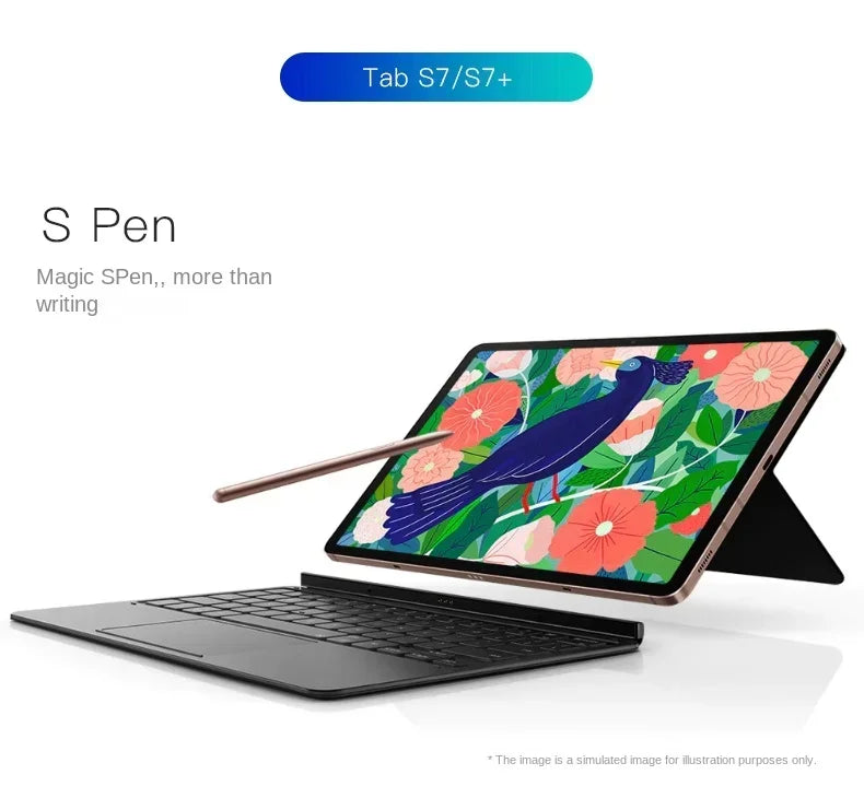 Samsung Galaxy Tab S8 S Pen Bluetooth stylus with tablet and keyboard case in use