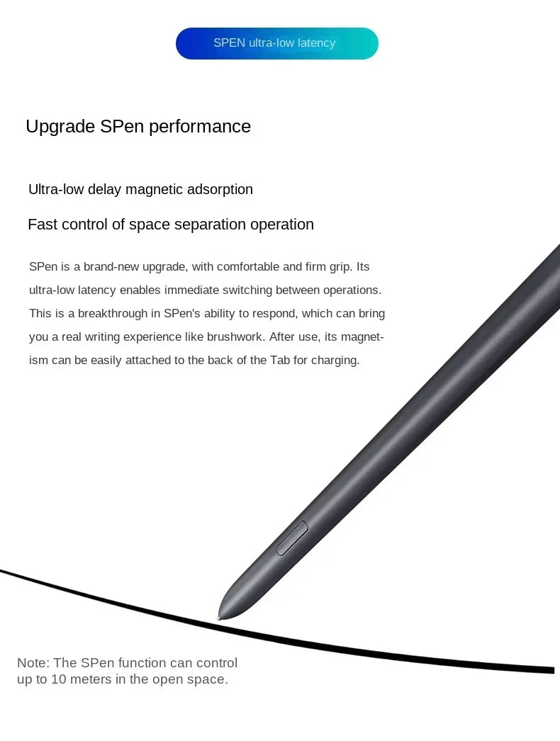 Samsung Galaxy Tab S8 S Pen Bluetooth with ultra-low latency and magnetic adsorption for precise control