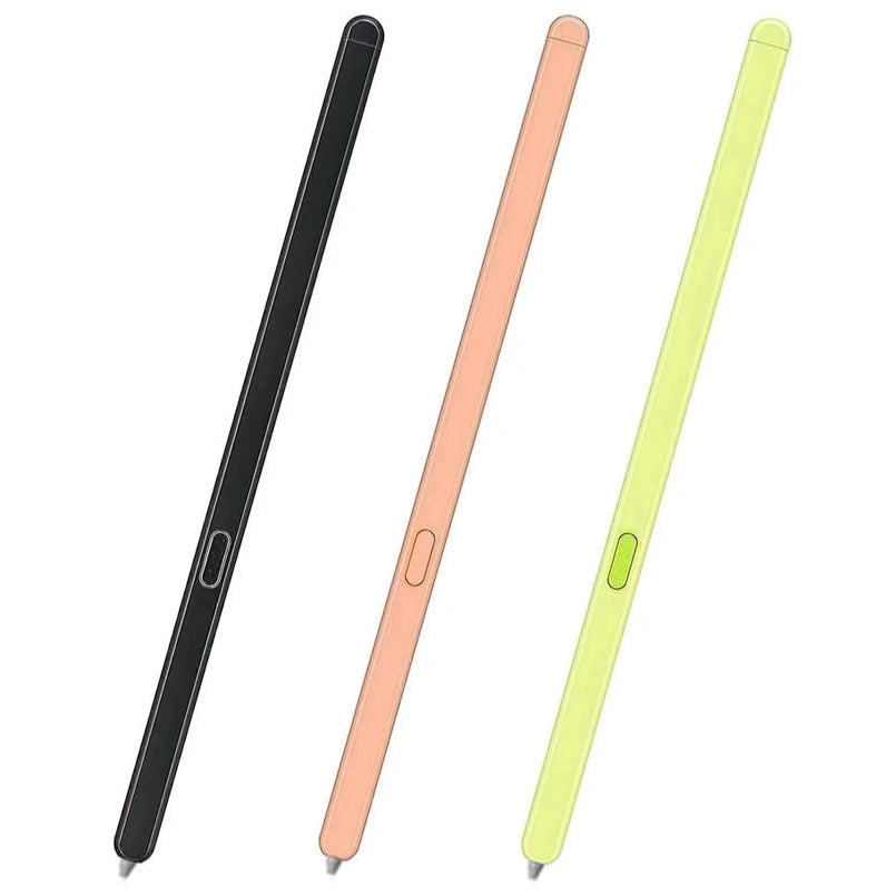 Samsung Galaxy Z Fold 5 S Pen trio in black, peach, and lime green for precise note-taking