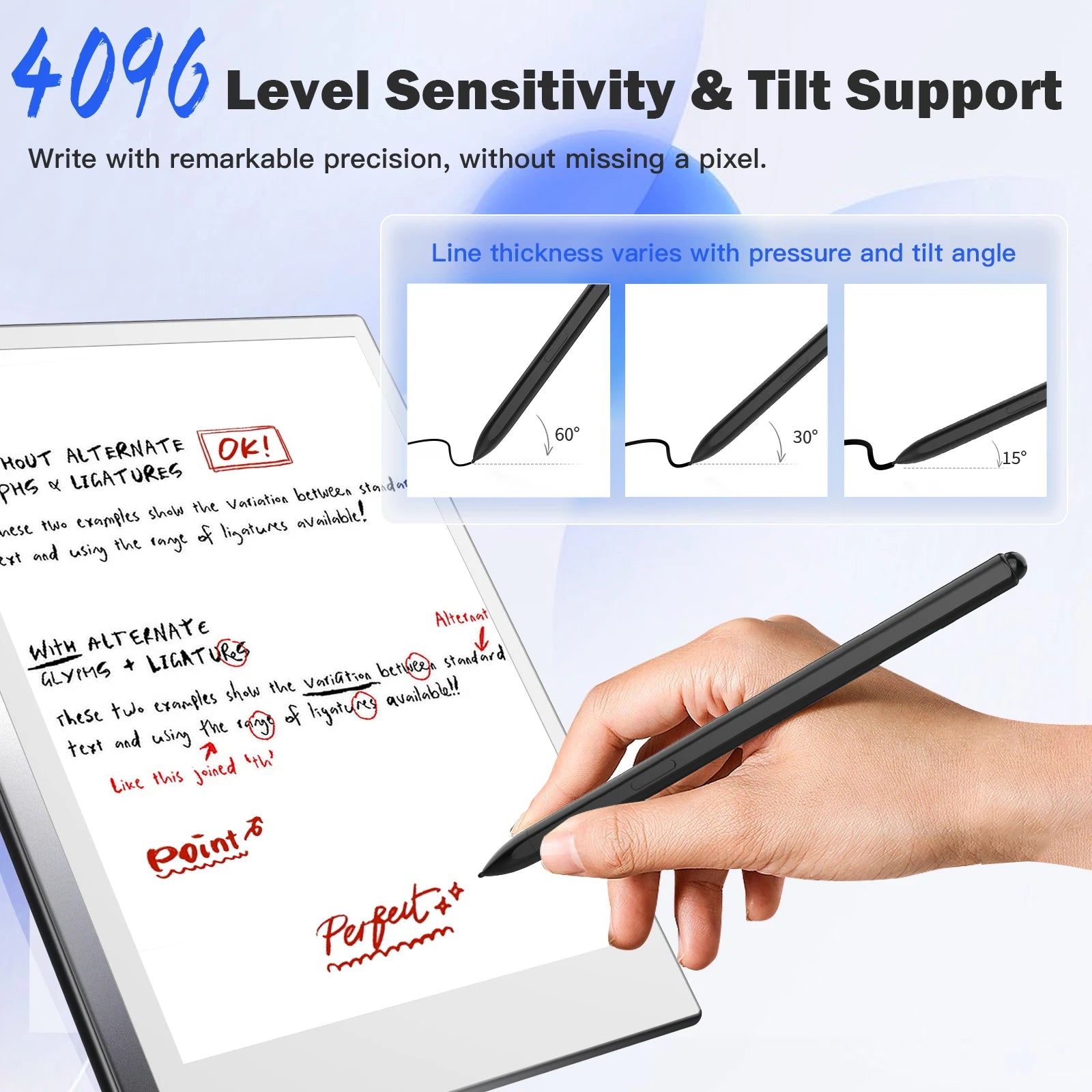 Stylusshop Stylus with 4096 Level Sensitivity and Tilt Support for precise writing on tablets