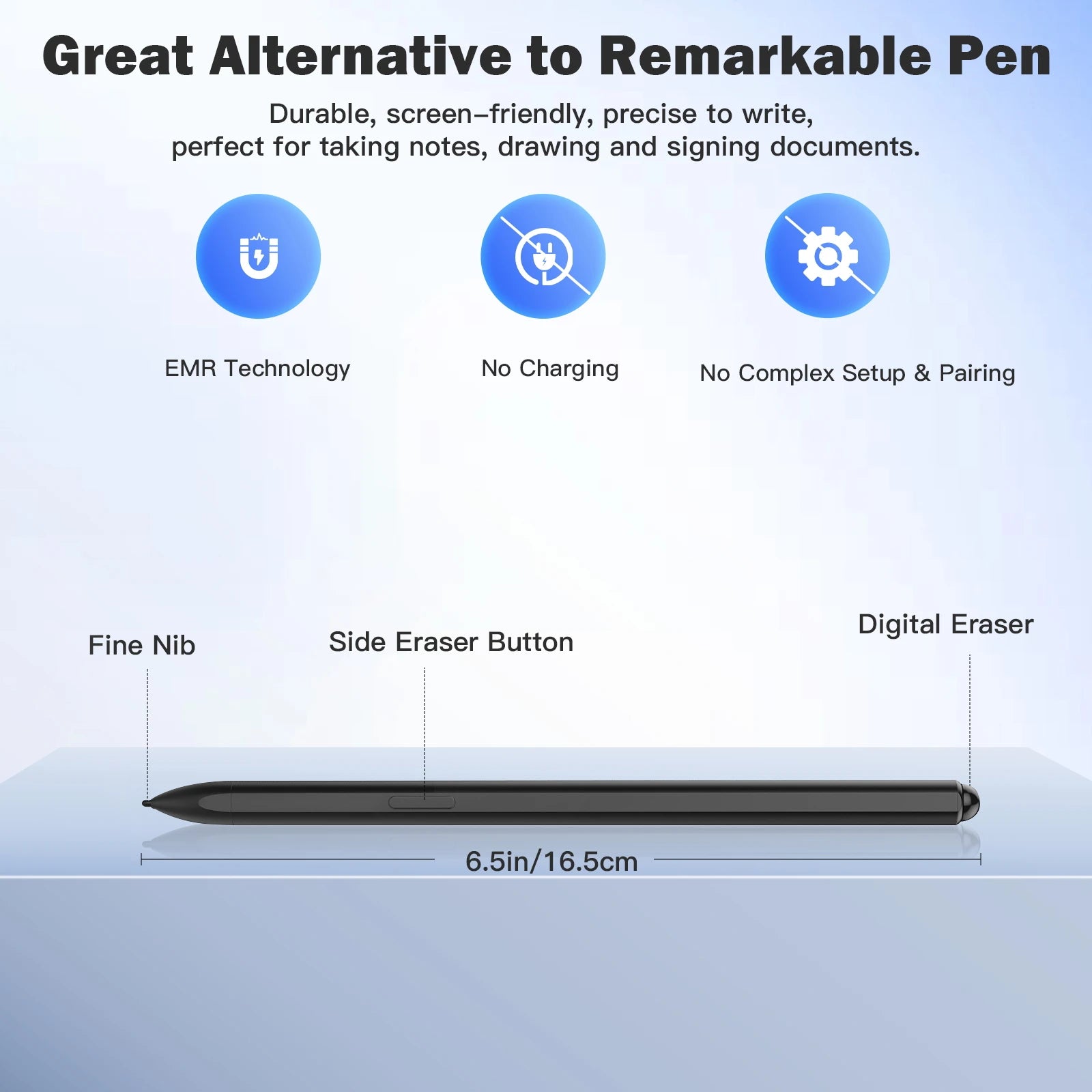 Stylusshop Digital Pen with EMR Technology, Fine Nib, and Side Eraser Button for note-taking